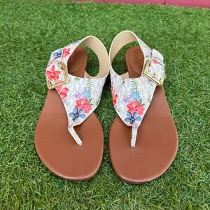Michael Kors Floral Logo‎ Thong Wedge Sandals Womens Size 9.5M